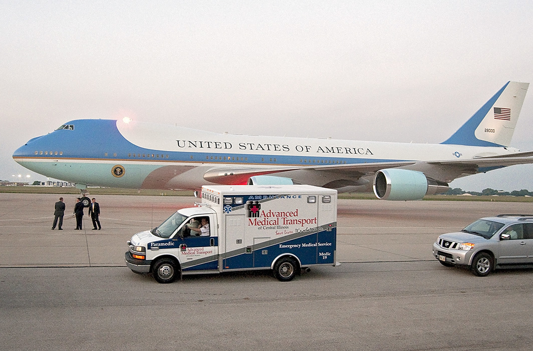 AMT ambulance in front of Airforce One